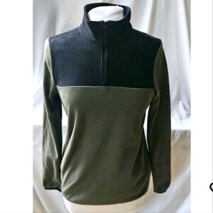The North Face Fleece 1/4 Zip Pullover Black Olive Green Long Sleeve Wmn's Small